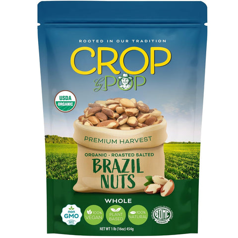 NUT CRAVINGS - Brazil Nuts Roasted & Salted - No Shell, Whole (16oz - 1 LB) Packed Fresh in Resealable Bag - Healthy Protein Food Snack, Food Assortments