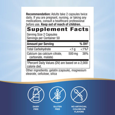 Natures Way Calcium Citrate Carbonate and Malate 100 Capsules