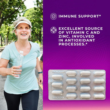 Beta Glucan, Vitamin C And Zinc Supplement Capsules - Immune Support Boost For Women And Men - Gluten Free, Lactose Free, Non-Gmo - 60 Capsules.