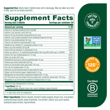 MegaFood Men'S Advanced Multivitamin For Men - Doctor -Formulated - Choline Vitamin B12 Vitamin D Vitamin C & Zinc - Brain Health & Immune Support - Non-Gmo - Vegetarian - 60 Tabs (30 Servings)