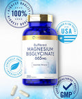 Buffered Magnesium Bisglycinate 665 mg | 250 Capsules | Chelated Essential Mineral | Non-GMO and Gluten Free Supplement | by Carlyle