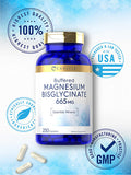 Buffered Magnesium Bisglycinate 665 mg | 250 Capsules | Chelated Essential Mineral | Non-GMO and Gluten Free Supplement | by Carlyle