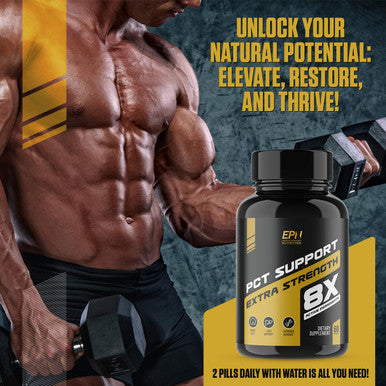 EPN Supplements Pct Support Extra Strength 8X | #1 Rated Post Cycle Supplement For Men | Increase Levels, Block Estrogen, Liver Support | 8 Powerful Ingredients W/Fenugreek, Milk Thistle + More - 60 Pills