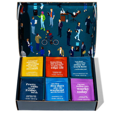 Thoughtfully Gourmet Office Life Tea Set Tea Sampler Includes 6 Flavors of Tea with Funny Quotes Great Office s for Coworkers Set of 90