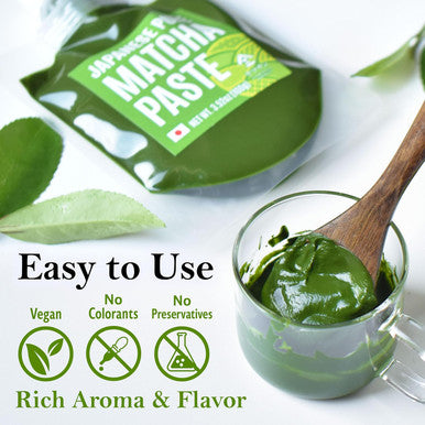 Yamasan Kyoto Uji Japanese Pure Matcha Paste Handy for Baking and Cooking Easy to Add Matcha Color and Flavor No Additives Gluten- Vegan Made in Japan 100g(3.52oz)