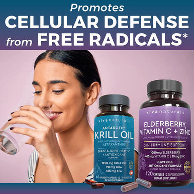 Antarctic Krill Oil, Elderberry Vitamin C & Zinc and Triple-Strength Omega 3 Fish Oil Bundle, 1250 mg Krill Oil & 2,200 mg Fish Oil Providing Omega 3 EPA and DHA, Elderberry for Immune Support
