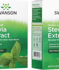 Swanson Green Leaf Stevia Extract Blended with Other Ingredients 100 Pkts 2 Pack