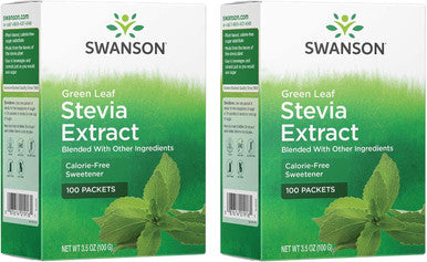 Swanson Green Leaf Stevia Extract Blended with Other Ingredients 100 Pkts 2 Pack