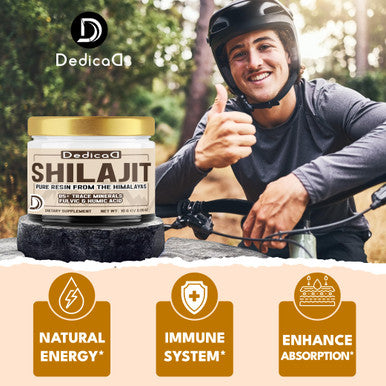 Dedicad Shilajit Pure Himalayan Organic 10G Contains Natural Fulvic Humic Acid and 85+Trace Minerals Shilajit Resin Supplement Support