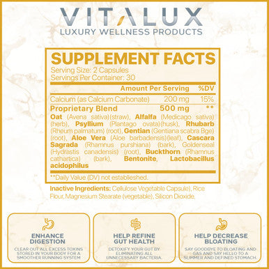 EPN Supplements Vitalux || #1 Rated Premium Colon Cleanse & Detox || Enhance Digestion, Gut Health, Decrease Bloating | Ultra Dosed Formula W/ 10 Powerful Ingredients | 3Rd Party Tested + Usa Made - 60 Capsules