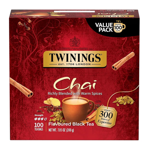 Twinings Lemon & Ginger, Caffeine-Free Herbal Tea Bags, 100 CT Box (1 Pack) | Spicy & Tangy, Ginger, Lemon Peel, Lemongrass, Blackberry Leaves, Soothe Digestion, 100 Foil Lined Individually Wrapped Bags