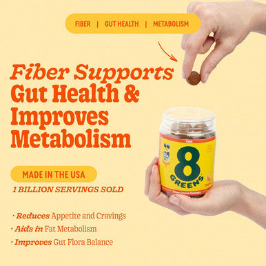 8Greens Fiber Super Greens Gummies Fiber, Gut Health, Metabolism. Digestive Health, Boost Immune System & Digestive Health With 8 Real Greens - Non-Gmo Formula, Gummy, Tangerine Flavor, 50 Count