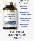 Carlyle Calcium Magnesium Zinc | 300 Caplets | Vegetarian Non-GMO Gluten Supplement