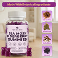 Trueseamoss Sea Moss Gummies With Elderberry Burdock Root & Bladderwrack For Adults & Kids 4 Fruity Flavor 60 Gummies