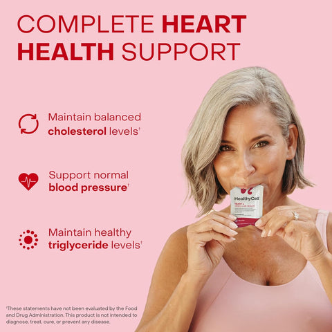 Healthycell Heart & Vascular Health Daily Liquid Supplement - Blood Pressure & Cholesterol Support With Beet Root Powder Resveratrol Coq10 Omega-3 & Vitamin K - 14 Gel Packs