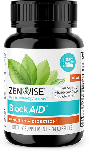 Zenwise Immune And Probiotics Digestive Support Zinc Vitamin C And Elderberry Immunity Booster Plus 11 Billion Cfu Probiotics For Super Digestive Aid Supplement For Men And Women 14 Count