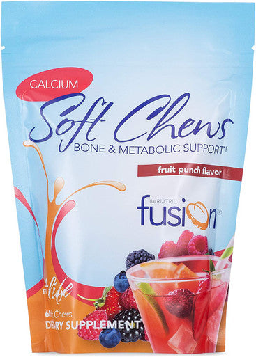 Bariatric Fusion Calcium Citrate 500mg & Energy Soft Chew Bariatric Vitamin, Fruit Punch Flavor 60 Count