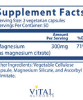 Vital Nutrients Magnesium Citrate Magnesium for Enhanced Absorption Gluten Free Vegan Formula 100 Vegetarian Capsules per Bottle 150 mg