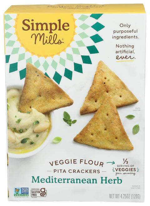 Simple Mills Veggie Pita Crackers Himalayan Salt Gluten Vegan Healthy Snacks Paleo Friendly 4.25 Ounce (Pack of 1)
