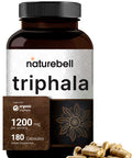 NatureBell Double Strength Triphala Supplement (Made with Organic Amla, Bibhitaki, Haritaki Complex), 1200mg , 180 Capsules, 3 in 1 Formula, Supports Digestive Health, Non-GMO
