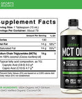 Sports Research Keto MCT Oil from Organic Coconuts Fatty Acid Fuel for Body Brain Dual Ingredient C8 and C10 MCTs Perfect in Coffee Tea More NonGMO Vegan Unflavored 40 Oz