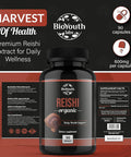 Bioyouth Organic Reishi Mushroom Capsules Supplement | Non-GMO & Allergen- | 90 Capsules (1-Month Supply)