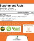 Aitnaturals Milk Thistle 1000mg - 50 Softgels Supports Healthy digestion Enhanced Liver Health Detoxification & Weight Management Boost Immune System Antioxidant Support & Toxin Removal | Non-GMO