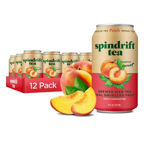 Spindrift Brewed Iced Tea, Variety Pack with Black Tea & Green Tea, Made with Real Squeezed Fruit, No Carbonation, Slightly Sweet, 12 Fl Oz Cans, Pack of 24 (22-49 Calories)
