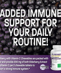 BRONSON Elderberry Chewables with Vitamin C - Berry - 60 Vegetarian Tablets- Adults and Kids Immune Support