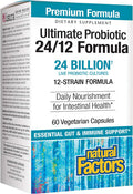Natural Factors Ultimate Probiotic 24/12 Formula Supplement to Support Digestive Immune Health 24 Billion CFU 60 capsules 60 servings