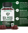 Irish Sea Moss Gummies 3000MG Formulated w/ Irish Sea Moss Bladderwrack and Burdock Root Contain Essential Vitamin and Mineral AntioxidantRich Superfood Supplement 60 Sea Moss Gummies for Adults