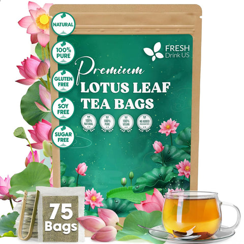 FreshDrinkUS, Premium 75 Mulberry Leaf Tea Bags, 100% Natural & Pure from Mulberry Leaves. Loose Leaf Herbal Tea. Made with Natural Material Tea Bags. No Sugar, No Caffeine, No Gluten, Vegan.