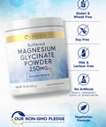 Magnesium Glycinate Powder | 10 Oz (283 G) | 250 Mg | Vegetarian Essential Mineral | Non-Gmo, Gluten Free | By Carlyle