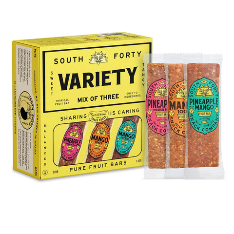 South 40 Snacks Tropical Pineapple Mango Lime Fruit Bar, just 3 Ingredients, Real Dried Fruit Leather (35g Bar, Pack of 18)
