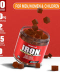 Sugar Iron Gummies For Women Men & Kids-Iron Supplement 20Mg With Vitamin C For Iron Deficiency, No Rust Taste, Gentle Iron For Stomach, Mixed Berries Flavor, 90 Vegan Gummies.