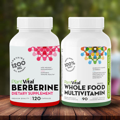 Plantvital Bundle Berberine 500Mg-120 Capsules And Wholefood Multivitamins 180 Capsules -2Packs -Wellness Booster