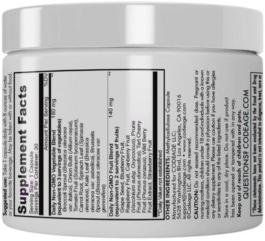 Codeage 5 Servings of s & Veggies Equivalent in 1 Single Capsule, Food Non-GMO, 15 Greens & s All-in-One Pill, Eat Vegetables for Wellness Vegan Vitamins Supplement, 60 ct