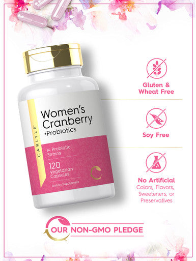 Women'S Cranberry Plus Probiotics | 120 Capsules | With 14 Probiotic Strains | Vegetarian, Non-Gmo, Gluten Free Supplement