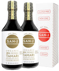 San-J - Organic Gluten Free Tamari Soy Sauce with 50% Less Sodium - Made with 100% Whole Soy - Specially Brewed - 10 oz. Bottle
