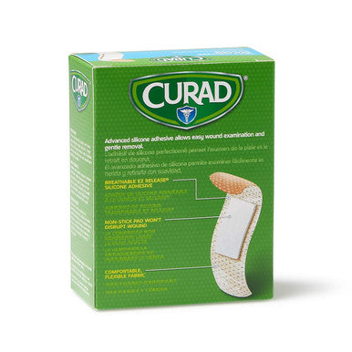 Curad Truly Ouchless Silicone Adhesive Bandages Fabric Bandages For Delicate Sensitive Skin 3/4X3 (50 Count)
