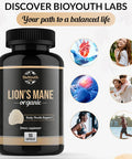 Bioyouth Organic Lions Mane Capsules Dietary Supplement Premium Organic Lions Mane Mushroom Extract | 90 Capsules