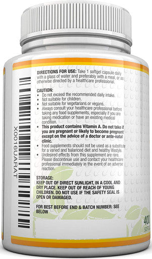 Vitamin A 8000 IU - High Strength Vitamin A Supplement, 400 Softgels 13 Month Supply - Supports The Maintenance of Normal Skin & Vision, Easy to Swallow