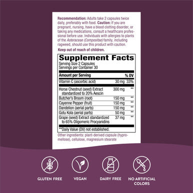 Nature'S Way Leg Veins Support Blend, Horse Chestnut, Grape Seed Extract, And Cayenne Pepper For Leg Vein Support, Vegetarian, 60 Capsules