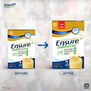 Ensure Diabetes Care- Nutrition To Help Control Blood Sugar Levels- 400 Gm Box (Vanilla Flavour) Yellow
