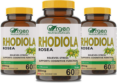 Rhodiola Rosea 200 mg 4% Rosavin I Relieves Stress I Health Canada Registered 60 v caps