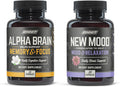 Onnit Premium Alpha Brain Bundle - Nootropic Brain Supplement (30 Count) for Focus Concentration & Memory + Mood Supplement for Stress Relief Sleep and Mood (30 Count)