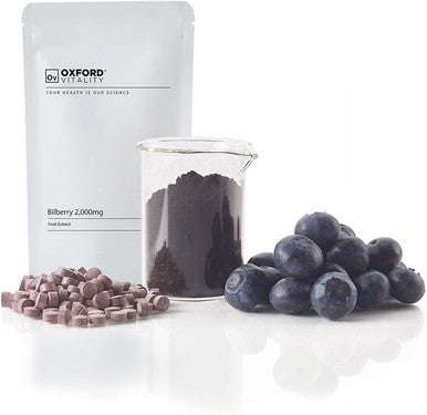 Bilberry Extract Supplements | 2000mg Tablets | Natural Aid | with Anthocyanins | Oxford Vitality