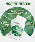 Ambrosial Ambrosial Zinc Picolinate 30mg | High Strength Zinc Mineral Supplement for Immune Support Bones Hair Skin & Nails (Pack of 1-120 Tablets)