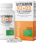 Bronson Vitamin K2 (MK7) with D3 Supplement Non-GMO Formula 5000 IU Vitamin D3 & 90 mcg Vitamin K2 MK-7 Easy to Swallow Vitamin D & K Complex, 250 Capsules