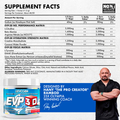 Evogen EVP 3D - Stim Free Pre Workout Powder for Men & Women | Sugar Free Non Stim Preworkout with Beta Alanine and Creatine for Energy & Pump | Polar Cherry Frost | 40 Servings